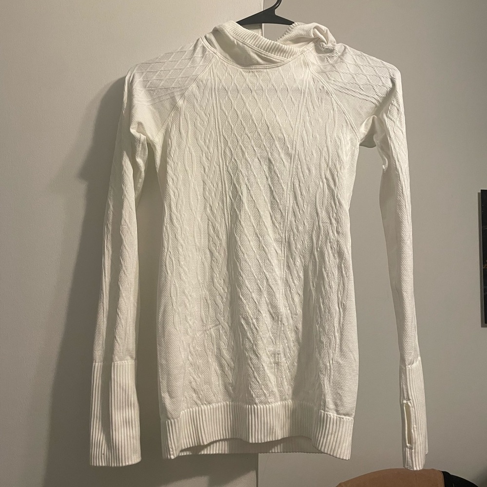 Lululemon Rest Less hoodie in white with stitching
